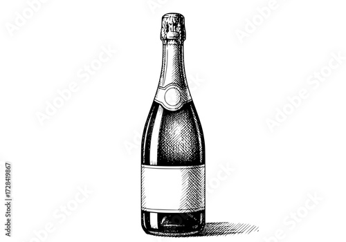 Vector art of elegant champagne bottle with blank label