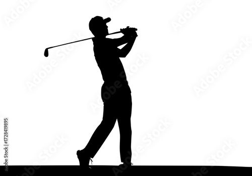 Vector art of golfer in midswing action silhouette