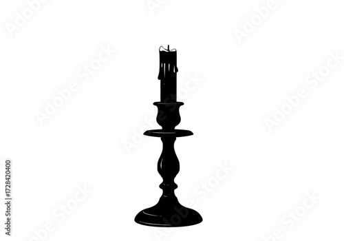 Vector art of elegant black candlestick holder with classic design
