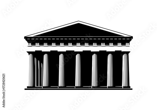 Vector art of ancient greek temple architecture with columns