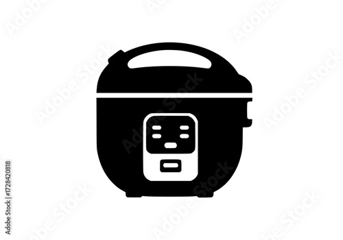 Vector art of black and white rice cooker appliance