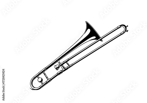 Vector art of vintage trombone musical instrument
