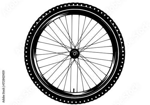 Vector art of black bicycle wheel with spokes and tire