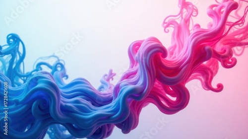Abstract Swirling Hues of Pink and Blue Liquid in Motion A Dynamic Composition of Color and Form