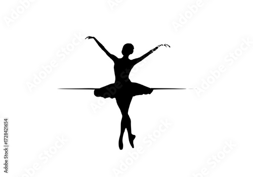 Vector art of elegant ballerina silhouette in graceful pose