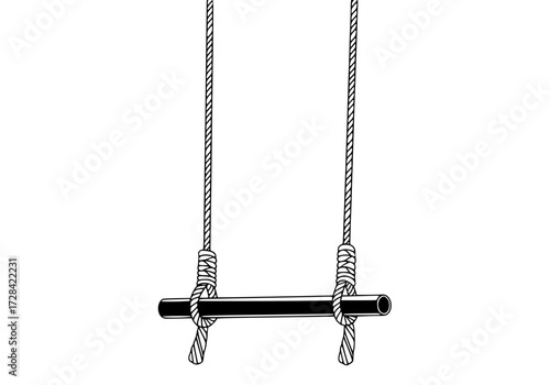 Vector art of black gymnastics straps with adjustable rope for fitness training