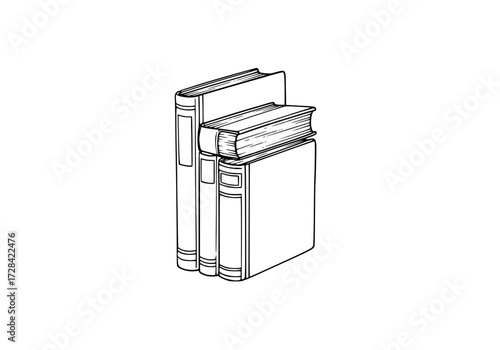 Vector art of stack of three books with different sizes and bindings