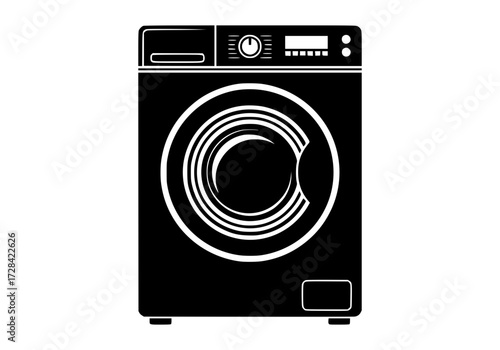 Vector art of frontloading washing machine with digital controls