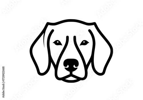 Vector art of minimalist black and white dog head silhouette