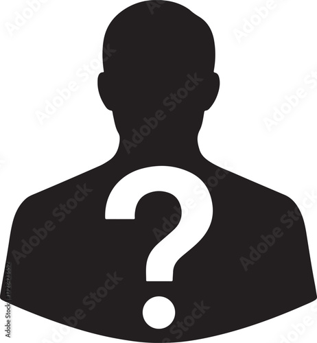 Anonymous User Silhouette Icon with Question Mark Mystery Profile Placeholder Symbol Unknown Person Avatar for Privacy Security Account and Identity Design