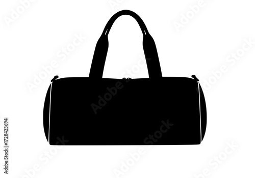 Vector art of black duffel bag with dual handles and main compartment