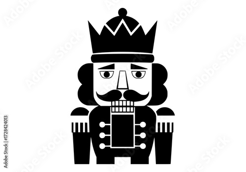 Vector art of black and white nutcracker soldier illustration