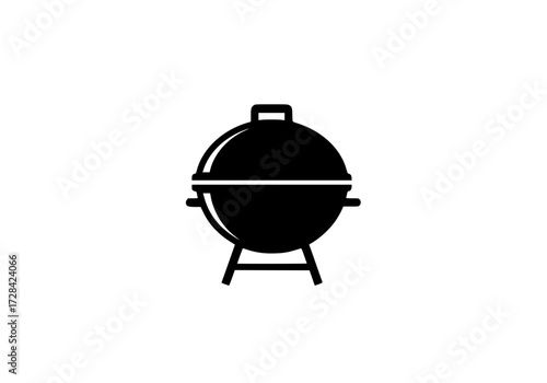 Vector art of black and white grill icon, simple and modern design for cooking and barbecue