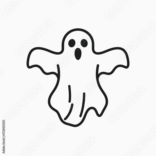 Simple line drawing of a ghost with a surprised expression.