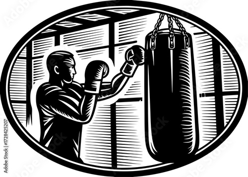 Punching Heavy Bag Silhouette, Sports and Fitness SVG, PNG