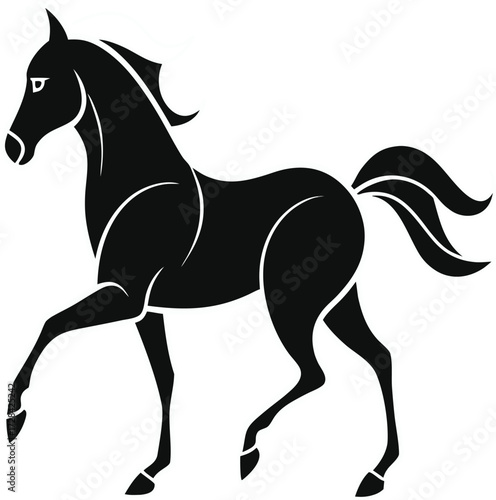 Black horse vector illustration silhouette running gallop pony stallion mare cartoon animal