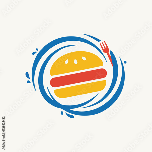Minimalist Burger Shop Logo Vector Flat Design with Clean Modern Shape for Fast Food Brand Cafe Restaurant Grill House Business Identity Creative Art and Digital Branding