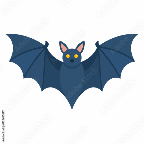 Illustration of a bat with wings spread, against a white background.