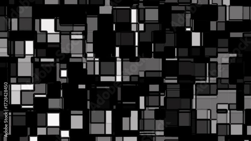 Abstract geometric background of squares in shades of black, white and gray