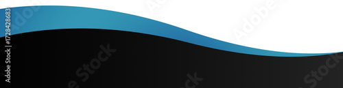 Blue and Black Wavy Banner. Curved header and footer.

