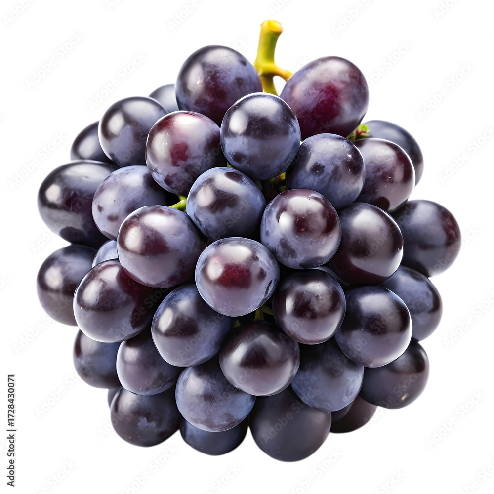 Fototapeta premium Dark blue grape isolated on transparent background