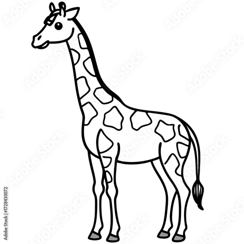 Giraffe Standing Outline Vector