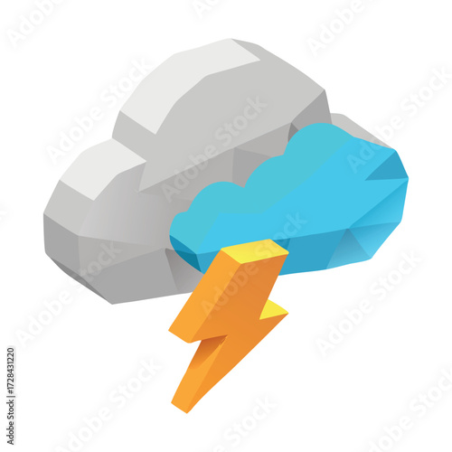 Cloud with Lightning: Witness the electrifying power of nature depicted through a stylized illustration, where a majestic cloud serves as the backdrop for a vibrant lightning bolt