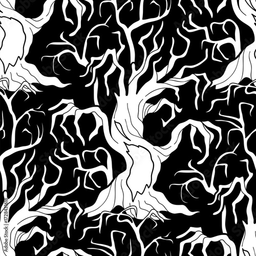 Halloween dry tree with evil face