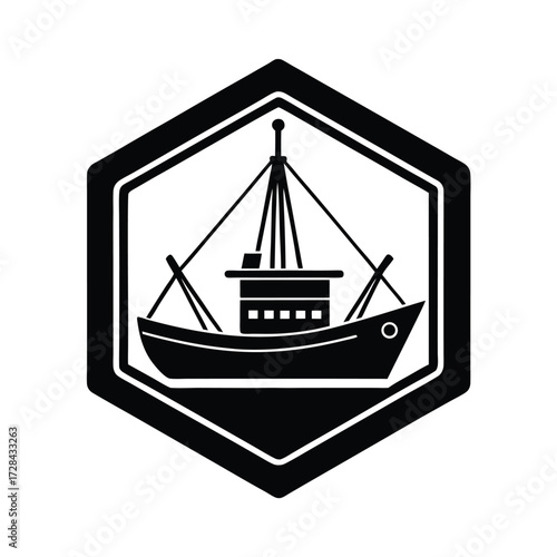 Fishing Trawler Sign Flat Design