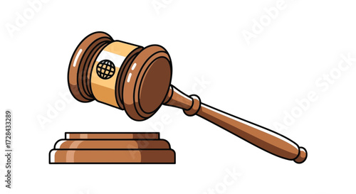 A wooden gavel and sounding block, symbolizing justice and legal proceedings, isolated on a white background.