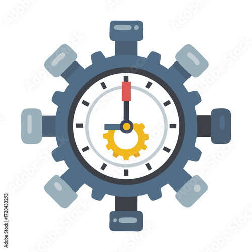 Time Mechanism: A meticulously crafted, illustrated time mechanism showcasing the intricate interplay of gears and the passage of time. Representing efficiency and precision.