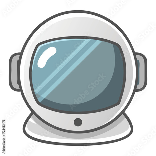 Astronaut Helmet: An illustrated space helmet, symbol of exploration and adventure. This design emphasizes clean lines and simple color palette.