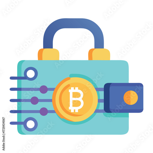 Bitcoin Safety: A digital padlock represents the secure safekeeping of Bitcoin, symbolizing trust and protection of digital assets and the future of secure finance.