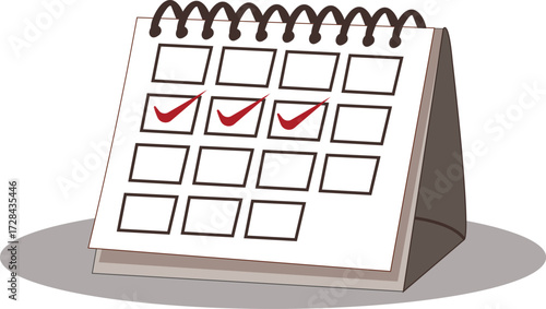 flat illustration of desk calender issolated white