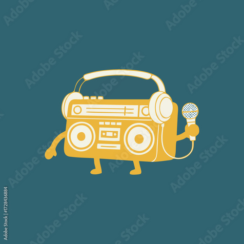 Creative Cartoon Podcast Host and Guests Illustration in Modern Style with Fun Expression Studio Background for Online Broadcast Streaming Channel Content Influencer and Communication Art
