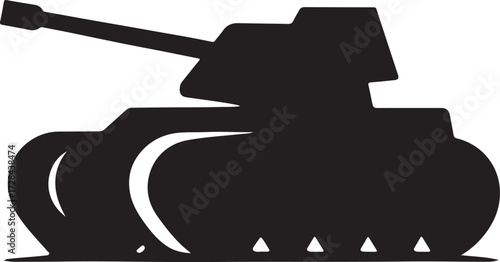 Fighting Military Tank Silhouette Icon Armored War Vehicle Illustration Heavy Artillery Combat Machine Symbol for Army Defense Warfare Strategy Battle and Security Design