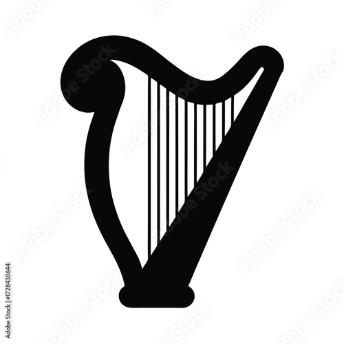 Harp Silhouette Background Icon Design