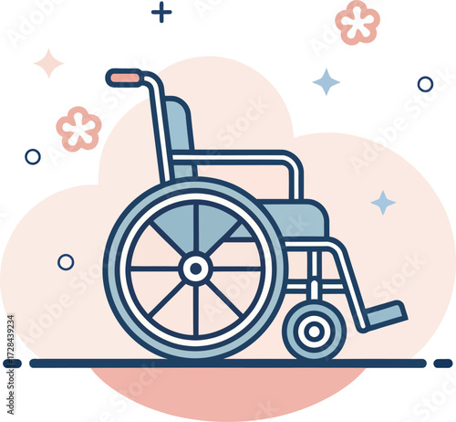 Wheelchair illustration symbolizing accessibility and mobility