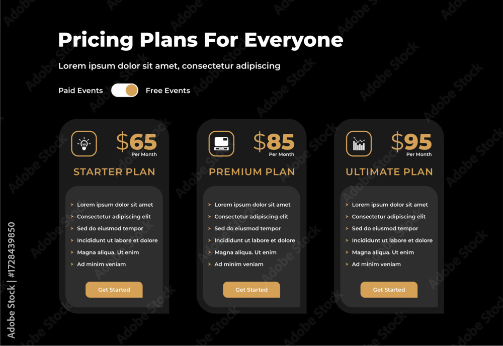 Naklejka premium plan pricing table template design ui ultimate