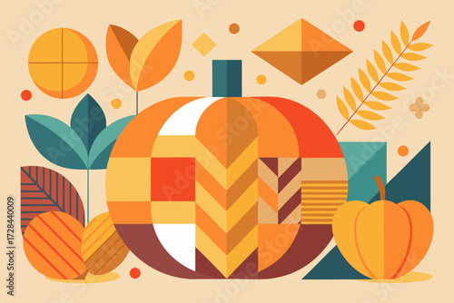 Abstract geometric thanksgiving background illustration festive autumn harvest vector art scalable design