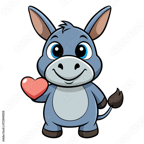 A cute, chubby cartoon Donkey  making a heart gesture
