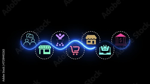 Seamless customer experience concept on the transparent background. Providing personalized support throughout the customer journey from product discovery to purchase and engagement. 4K video animation