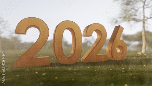 2026 in Gold A New Year's Vision in a Park Setting