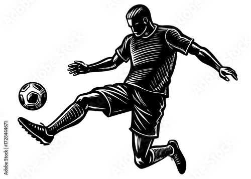 Football Player Kicking Ball Silhouette, Sports and Fitness SVG, PNG