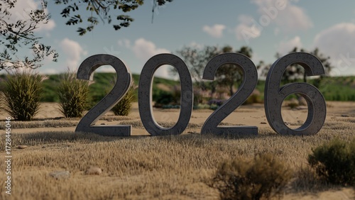 2026 Concrete Numbers in a Grassy Landscape