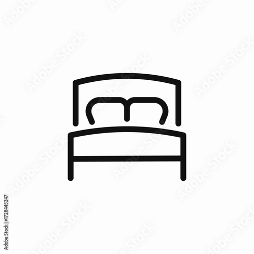 double bed with pillows icon sign vector