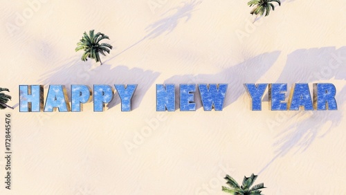 Happy New Year Seaside Celebration