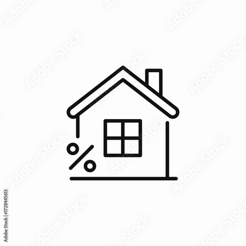 house with mortgage rate icon sign vector