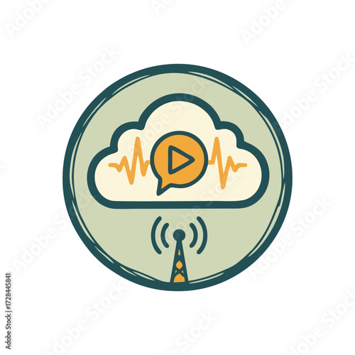 Simple hand sketch Podcast Sketch illustration representing podcast audio communication and digital broadcasting theme in clean modern vector art style for social media content branding