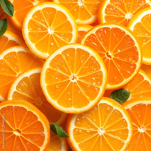 PNG Fresh orange slices floating in artistic pattern PNG Fresh orange slices floating in artistic pattern